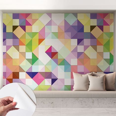 Fotomurale adesivo stickers - murali decorativo - soggiorno moderno - effetto realistico - Forme colorate 208x146 cm (1/5)