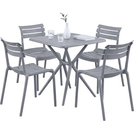 Gartenmöbel-Set Vela mit 4 Stühlen grau (1/5)
