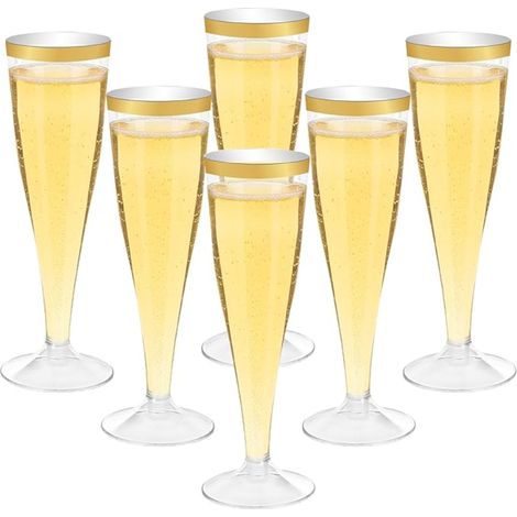 Champagne Flute Plastic Gold Flute Cup for Weddings, Birthdays, Parties, Garden (1/5)