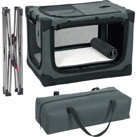 Cage de transport pliable pour chien, avec coussin amovible et lavable, revêtement en tissu Oxford, pour chiens jusqu'à 20 kg, vert armée (1/5)