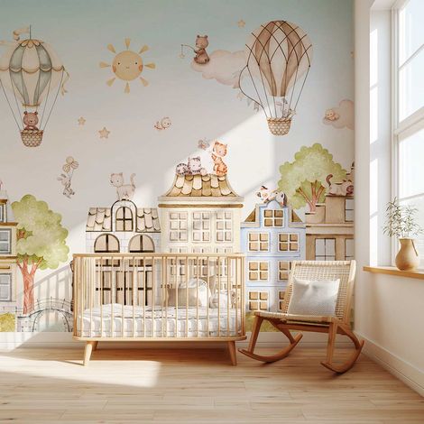 Papier peint chat chambre enfant - Chats sur les Toits papier peint