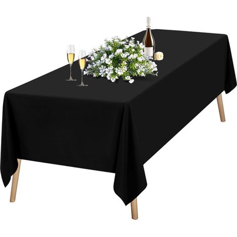 Schwarze Stoff-Tischdecke 153x260 cm, rechteckig, waschbar, für Bankett & Hochzeit