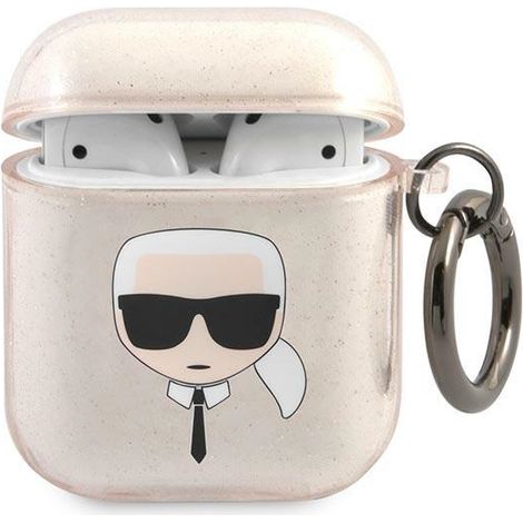 Karl Lagerfeld KLA2UKHGD AirPods 1/2 Cover Gold/Goldglitzer Karls Kopf (1/3)