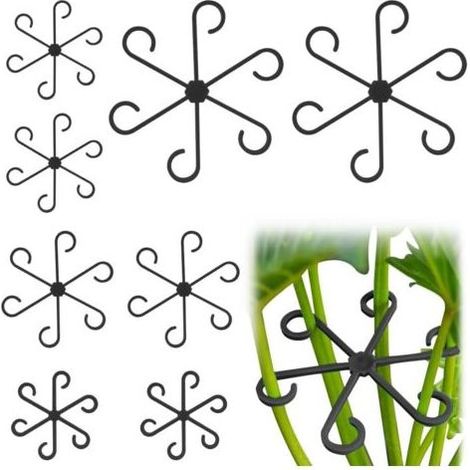 （Noir）Supports Tiges Plantes, 8pcs 4 Tailles Attache Plante Grimpante, Supports de Plantes pour Stabilisation et Soutien des Feuilles, Intérieur Vert Clips de Fixation pour Plantes Grimpantes (1/5)