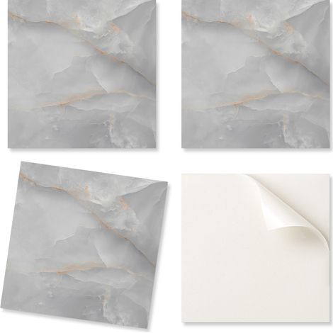 Azulejos autoadhesivos estampados - Perfectos para la cocina. Elegante dise帽o de m谩rmol. 9x30x30 cm.