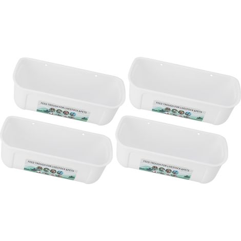 4 grandes mangeoires à poules suspendues avec clips pour clôture chèvre canard oie élevage bac abreuvoir seau blanc (1/5)