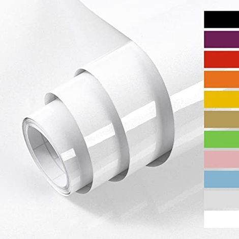Papier Adhesif pour Meuble Blanc Brillant 40X1000cm, Papier Peint Adhesif, Imperméable Vinyle Autocollants Meubles Cuisine Murs Tables Salles de bain Armoires Comptoirs (1/5)