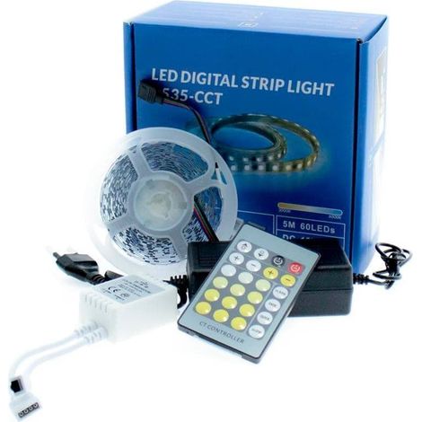IluminaShop - Kit Tira LED 120W 24V 120L IP20 CCT con Mando y Fuente de Alimentacion (5 metros)  3000+4000+6000 (1/4)
