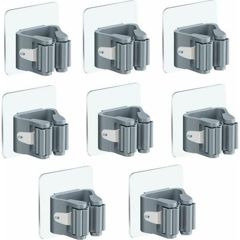 Porte Balai Mural Auto-adhésif Porte Vadrouille Accroche Balai Mural 8 Pièces sans Perage Pince à Balai Supports de Balai de Vadrouille pour Cuisine Salle de Bain Jardin(Gris) (1/5)