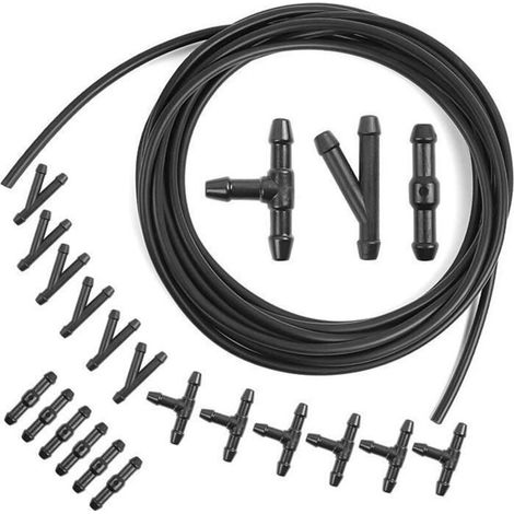 Scheibenwaschschlauch-Set, 6 Meter universeller Scheibenwaschflüssigkeitsschlauch mit 18 Schlauchverbindern und Sprühschlauch (1/4)