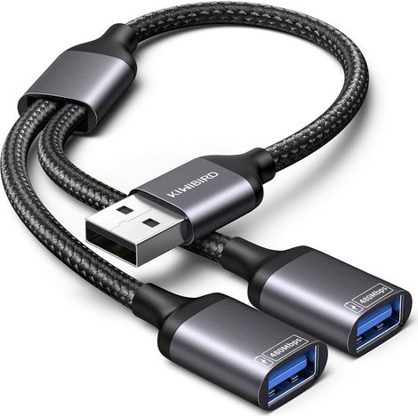 USB Hub - 1 A 2 Puertos USB 2.0 - Para Ordenadores Portátiles y de Sobremesa - Coche - Consolas - Paquete de 2 Unidades (1/5)