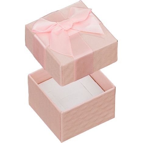 Scatola portagioie decorativa con fiocco, confezione regalo con perle rosa
