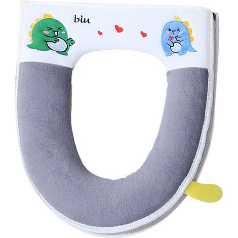 Couverture De Toilette En Velours Agneau - Design Fermeture Éclair Intégrale - Motif Brodé Cartoon - Pour Salle De Bain Domestique - 1 Pièce (1/5)