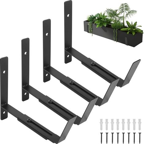 Set of 4 Coloured Flower Box Brackets 6-12 Inches, Shelf Brackets, Sturdy and Adjustable Width for Ramps, Terrace (1/5)