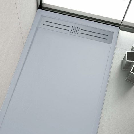 Mineralguss-Duschwanne extra flach ELITE Schieferoptik GRAU 70x120cm Auslaufschutz in Farbe (1/5)