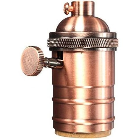 Douille de lampe E27 solide, douille d'ampoule Edison vintage, base d'ampoule industrielle, suspension, bouton à 2 voies (1/4)