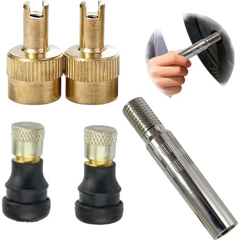 Valve Pneu Trottinette électrique 7 pièces avec Adaptateur Extension 4 cm, Embouts air cuivre 24 mm pour Xiaomi Ninebot vélo Auto Moto, Anti-Fuite Installation Facile (1/5)