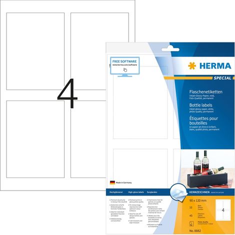 HERMA Etichette per Marcatura, 90 x 120 mm, Etichette Adesive A4 per Stampante, 4 Etichette per Foglio, Bianco (1/4)