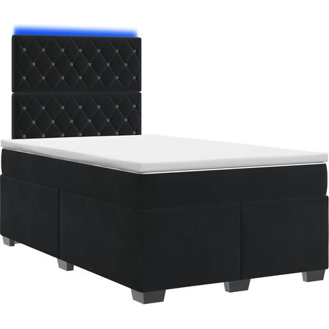 Lit boxspring avec matelas Noir 120 x 190 cm Velours vidaXL (1/5)