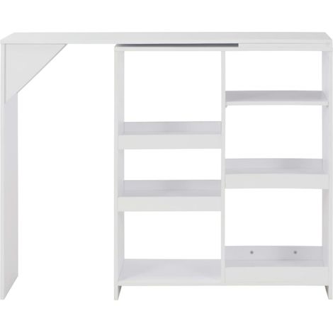Table de bar，Table de Cuisine，Table Haute avec tablette amovible Blanc 138x39x110 cm CFW402996 (1/5)