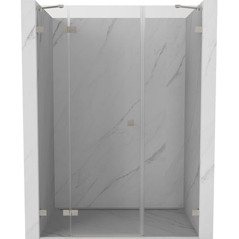 Porte de douche pivotante gauche Mexen Lunar 135 cm, transparent, nickel brossé - 834S-135-050-97-00-L (1/5)