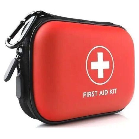 Mini trousse de premiers secours, petite trousse rigide résistante à l'eau, parfaite pour les voyages, l'extérieur, la maison, le bureau, le camping, la randonnée, la voiture (rouge) (1/5)
