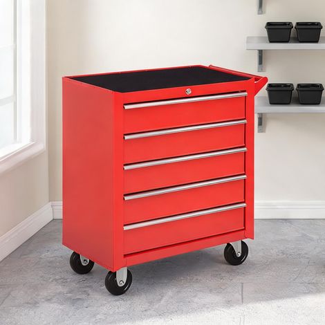 Servante d'atelier rouge en acier 69 x 33 x 75 cm (1/5)