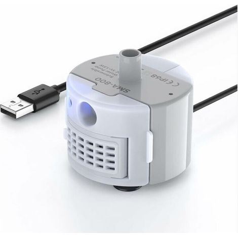 SABIR Pompe de fontaine à eau pour animaux de compagnie avec lumière LED, ultra silencieuse, longue durée de vie, étanche IP68 (1/5)