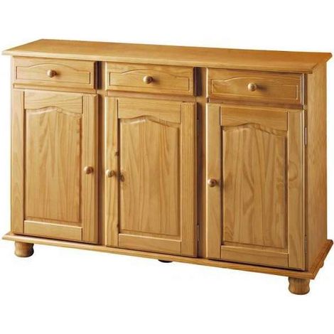 Aparador 3 Puertas Altea en acabado madera maciza de pino color miel 86 cm(alto)130 cm(ancho)42 cm(largo) (1/2)