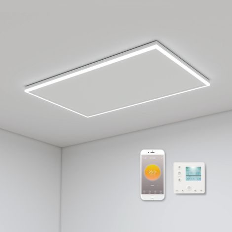 Infrarotheizung Deckenmontage 700 Watt, Deckenheizung Infrarot mit LED Beleuchtung, Infrarotheizung Decke mit Thermostat, App Fernbedienung Steuerung, Elektroheizung Heizplatte Heizkörper Heizpaneel (1/4)