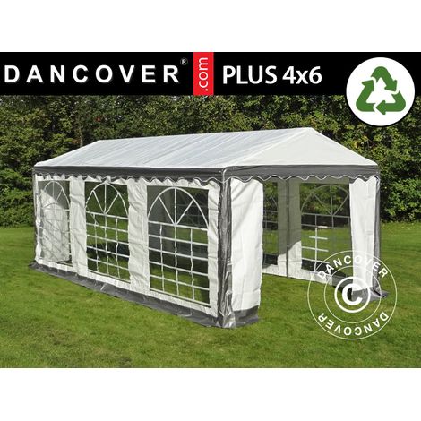 Tente de réception PLUS 4x6m PE 700, Gris/Blanc (1/5)
