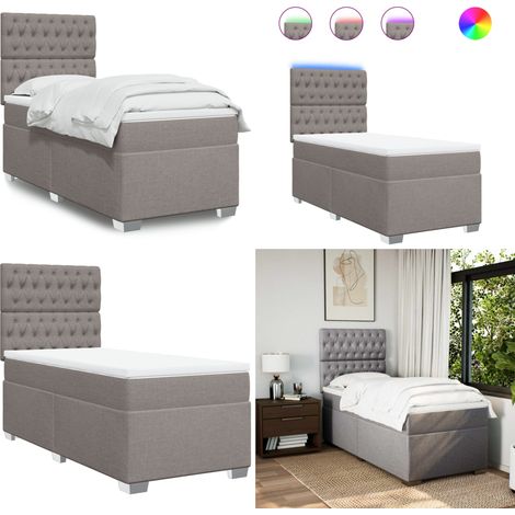 Boxspringbett mit Matratze Taupe 80x200 cm Stoff - Boxspringbett - Doppelbett - Liegefläche 80x200 Cm - Kopfteil - LED Beleuchtung - Home & Living (1/5)