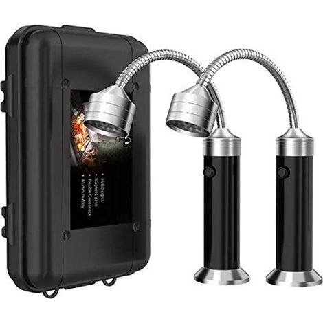 Lumière Magnétique De Barbecue Barbecue Réglable À 360 Degrés Super Lumineux Résistant Aux Intempéries Éclairage De Barbecue En Plein Air Accessoire De Barbecue - 2pcs (1/5)