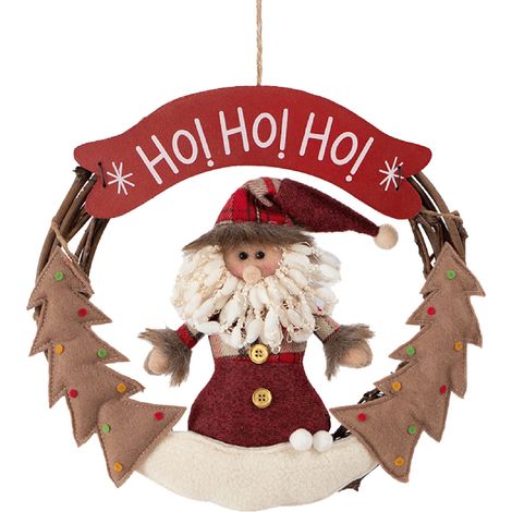 Rebecca Mobili Guirlande Décoration De Porte  Noël Polyester Mdf Rouge 32x34x4
