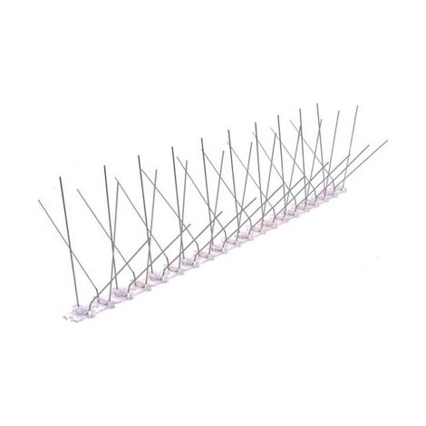 Striscia di 30 punte anti-piccioni in acciaio inox 500x115mm base policar (1/2)