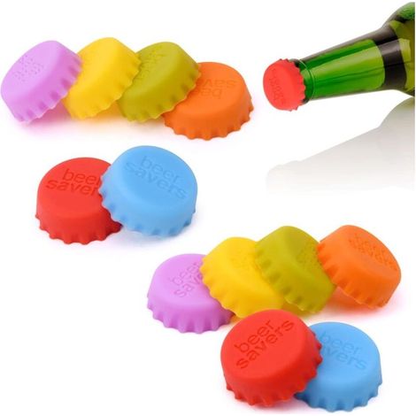 Lot de 12 bouchons de vin en silicone, ronds et réutilisables, pour bouteilles de vin ou de bière en verre - Multicolores (1/5)