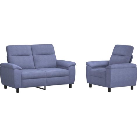 Juego de Sofá 2 pcs Azul jeans Tela vidaXL (1/5)
