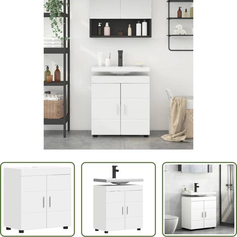 vidaXL Badezimmer Set - Badezimmerschrank-Set TULUM Weiß 60 x 34 x 63 cm Holzwerkstoff (1/5)