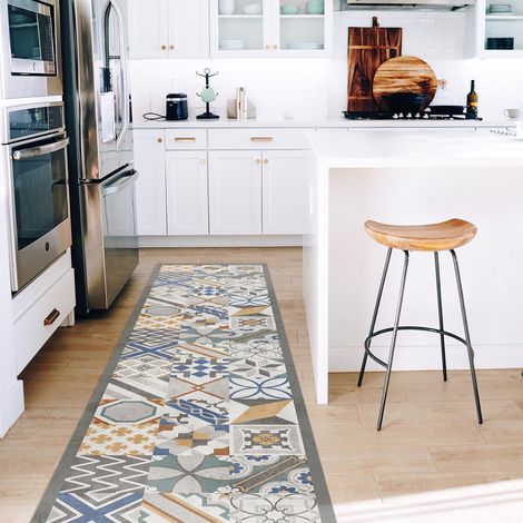 passatoia in vinile "runner" fantasia "cement tiles", 240x50 cm (1/5)