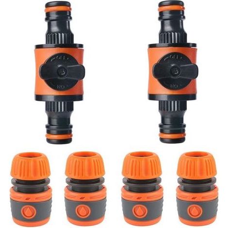 Connettore per tubo flessibile in 2 pezzi, raccordo rapido per tubo da giardino, connettore rapido con fermo acqua, per tubo da giardino da 1/2", per rubinetto, tubo flessibile (1/5)