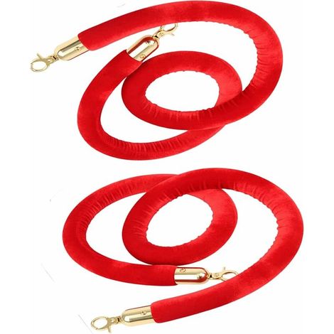 BRAVIX Corde de Barrière,2pcs Corde de Barrière Diviseur de Files d'Attente 1.5m Rouge Cordon Séparation pour Poteaux de Guidage Contrôle des Foules