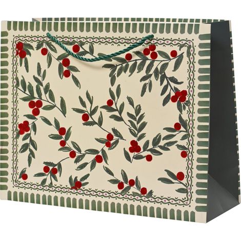 Borsa regalo in carta FSC floccata 32 x 11 x 25 cm verde Peraga Christmas