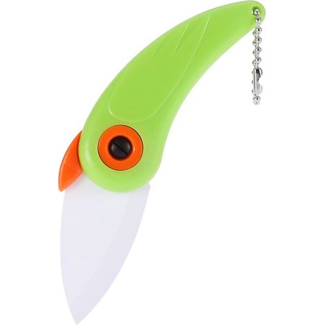 Mini couteau de poche pliant en céramique vert pour la cuisine, les fruits et les légumes (1/5)