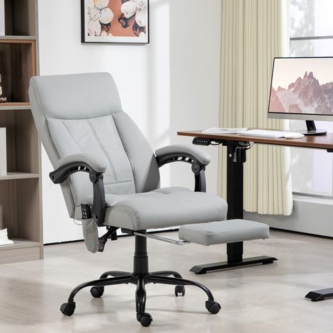 Bürostuhl mit Massagefunktion & Heizfunktion, Fußstütze, bis 120 kg, Grau (1/5)