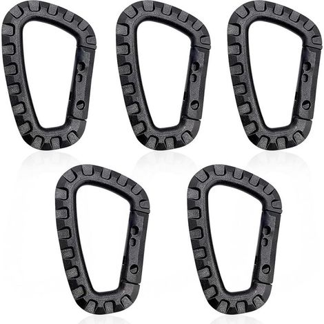 TIVCROXS - Lot de 5 Mousquetons en Plastique,Mousqueton Tactique Militaire Durable Forme en D Multifonctionnelle Sac à Dos pour Camping Randonnée Pêche Gym Usage Extérieur (1/5)