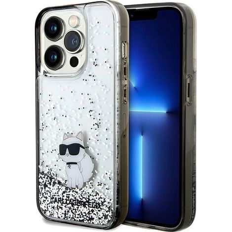 Karl Lagerfeld KLHCP14LLKCNSK coque rigide transparente iPhone 14 Pro 6.1 Liquid Glitter Choupette (1/5)