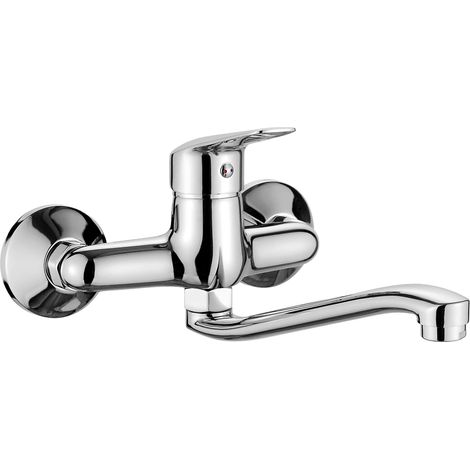 Miscelatore cucina montaggio a parete in ottone finitura cromo - Karto