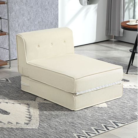 Sillón cama plegable para visitas crema descanso suave OKMYHOME (1/5)