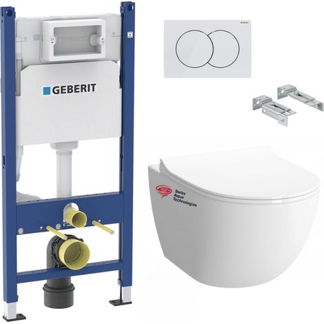 Pack WC bati-support Geberit + WC sans bride Swiss Aqua Technologies + plaque (INFINITIO2GEB3) (1/5)