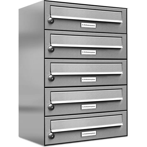 5er V2A Edelstahl Wandbriefkasten Anlage 5 Fach Briefkasten Postkasten (1/5)